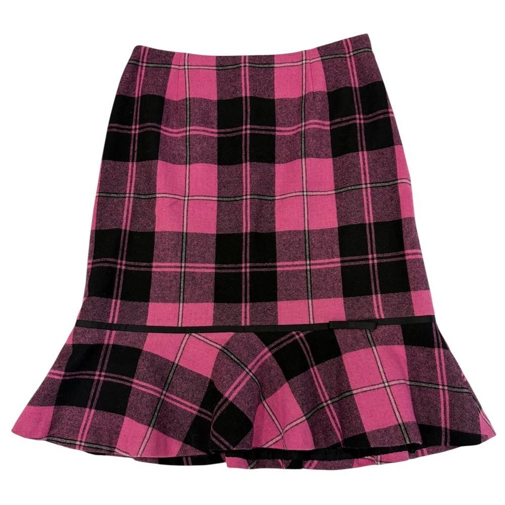 Harold's Preppy Academia Pink & Black Plaid A-Line Pencil Skirt Size 4 Barbie